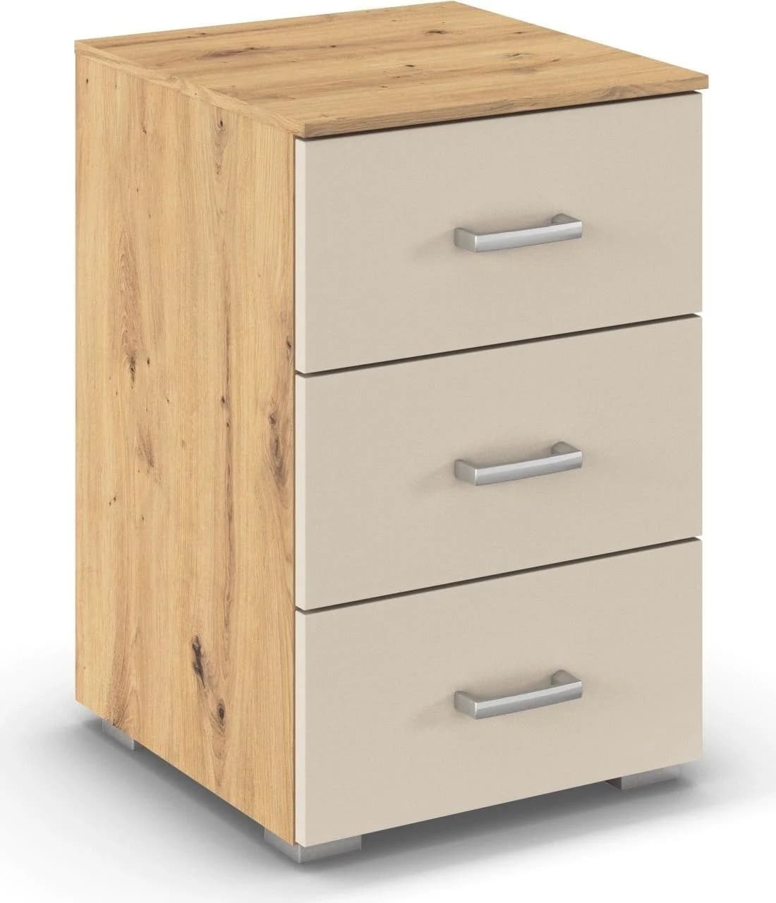 Nachtkommode RAUCH Gamma Eiche Artisan Beige mit 3 Schubladen