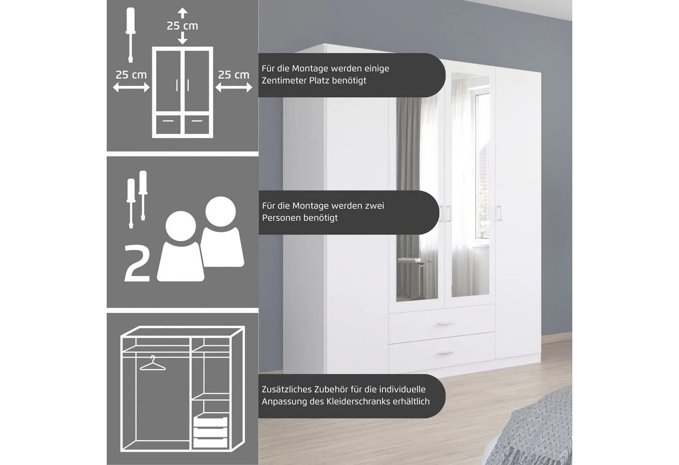 Rauch Kleiderschrank Gamma 360 cm Eiche Sonoma mit Schubladen - Bild 4