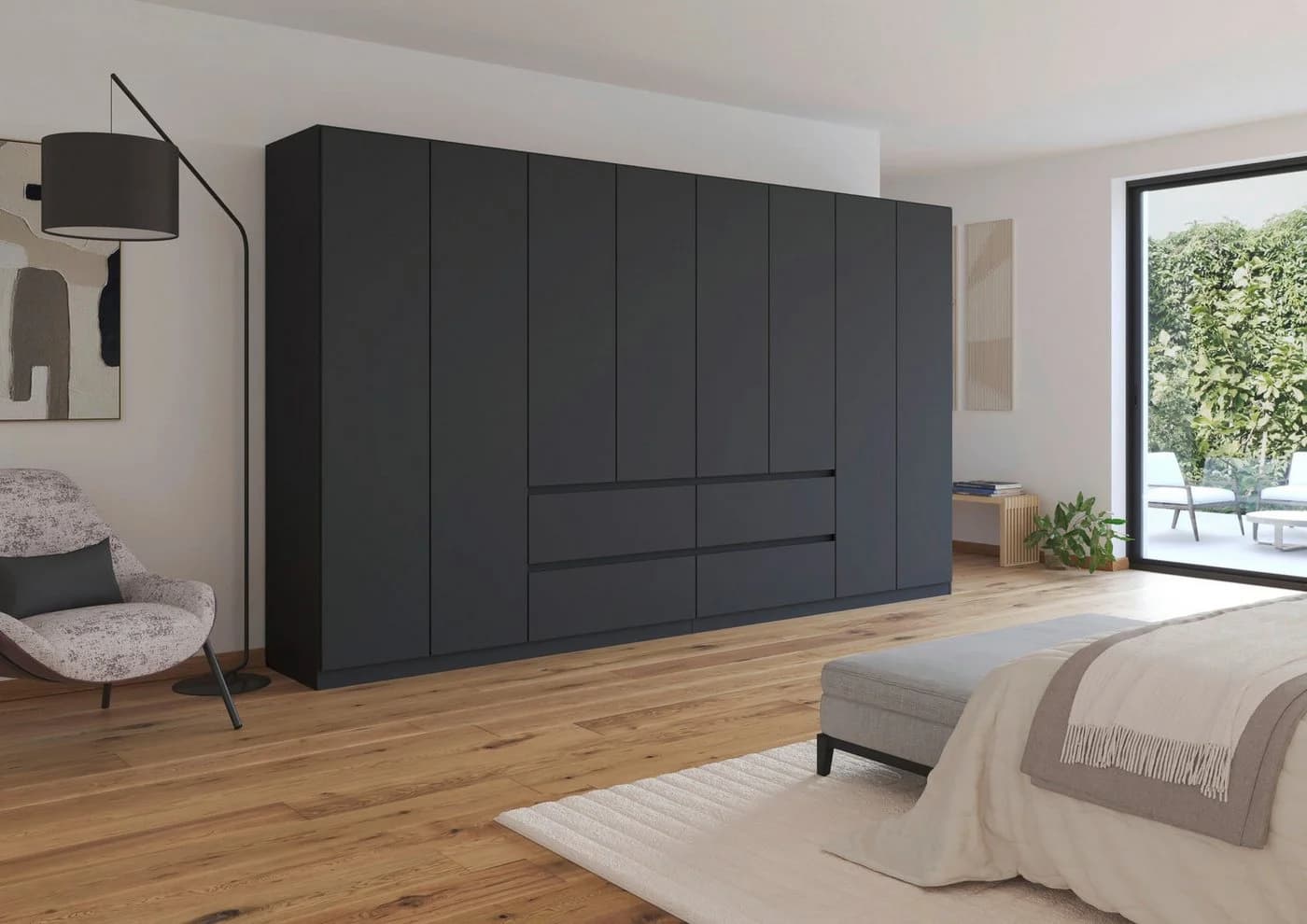 Rauch Garderobenschrank Mainz 360cm Grau Push-to-Open