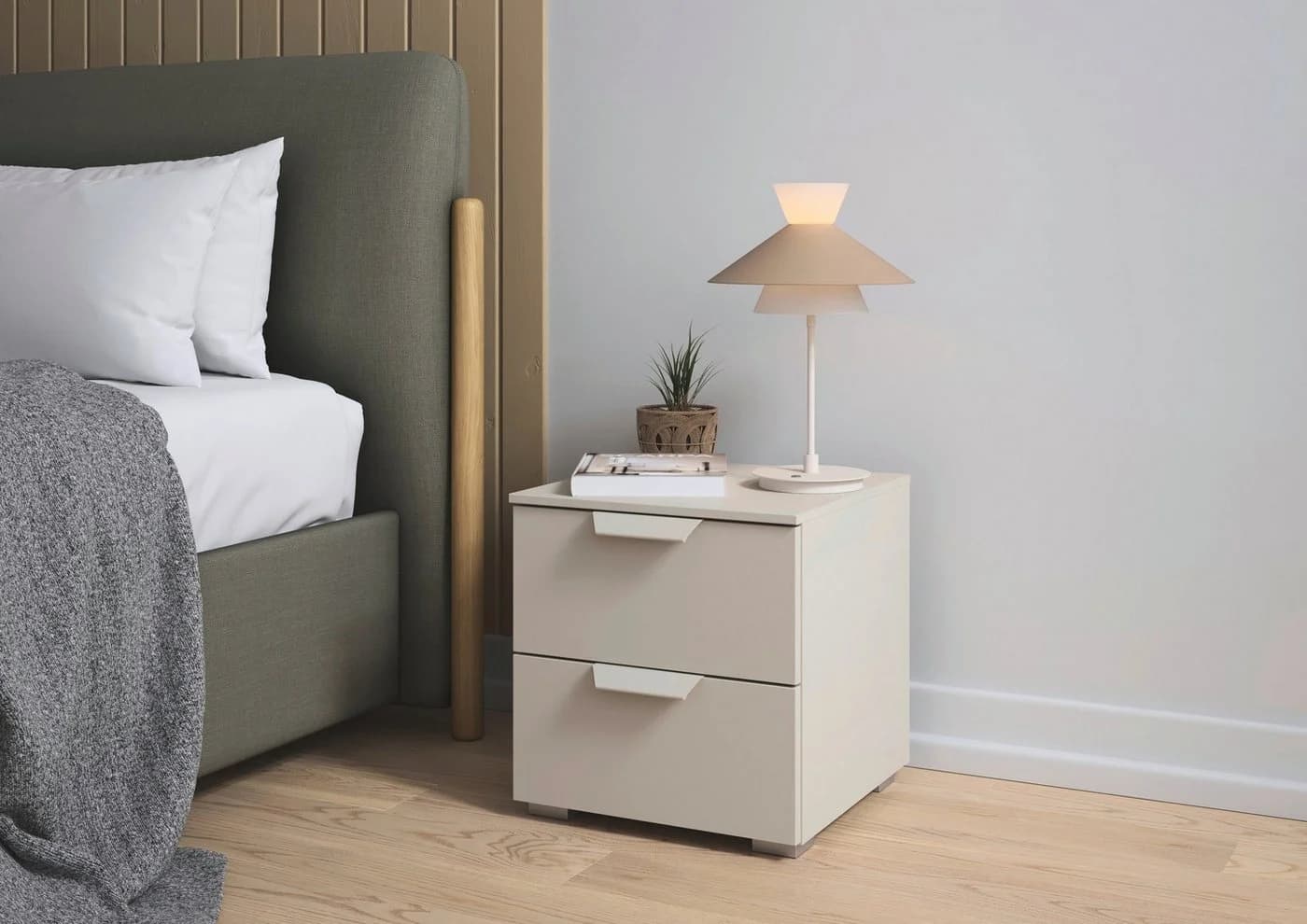 Nachtkommode RAUCH Costa Set mit Metallgriffen Beige - Bild 3