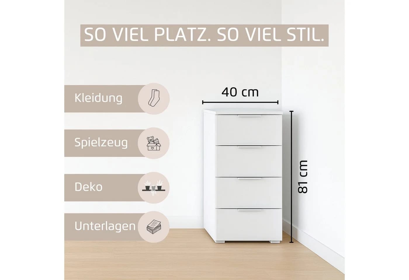 Schubkastenkommode RAUCH Eiche Artisan 4 Schubladen - Bild 4