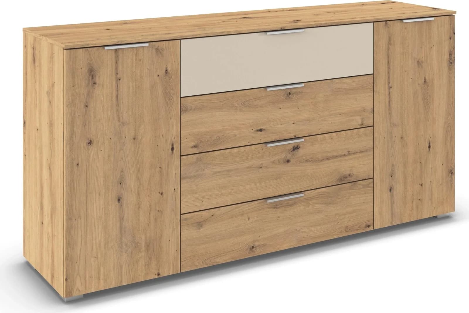 Kombikommode RAUCH ASTANA Eiche Artisan/Beige (Champagner) Sideboard Schubladenkommode