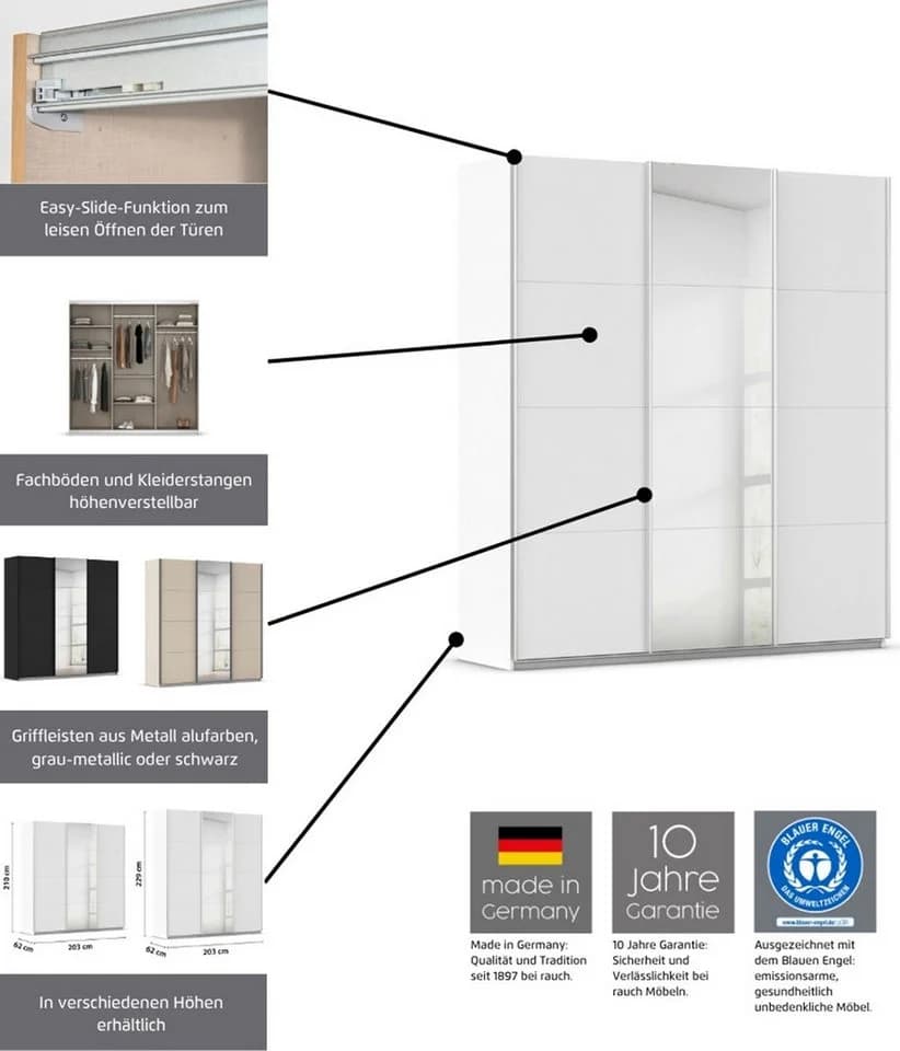 Schwebetürenschrank OTTO HOME Kleiderschrank Garderobe Agordo Schwarz - Bild 4