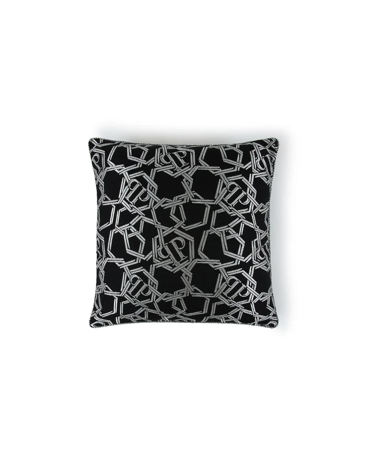PHILIPP PLEIN Kissenbezug Jacquard Chains 60x60 Schwarz Silber