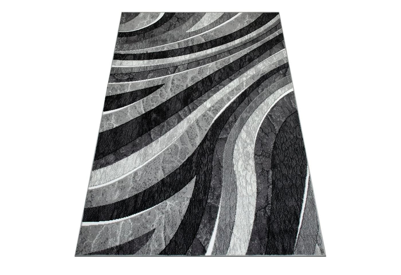 Teppich MY HOME Livil Modernes Wellen-Design Grau Kurzflor