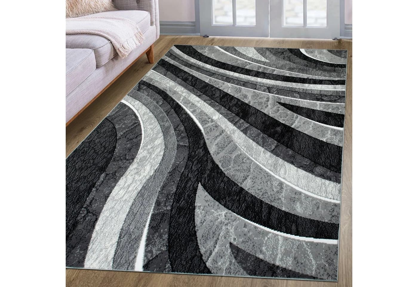 Teppich MY HOME Livil Modernes Wellen-Design Grau Kurzflor - Bild 2