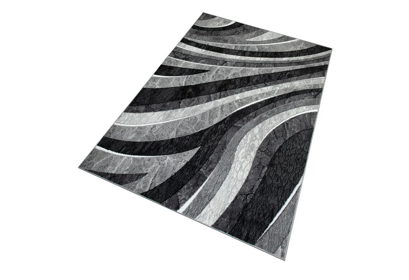 Teppich MY HOME Livil Modernes Wellen-Design Grau Kurzflor - Bild 5