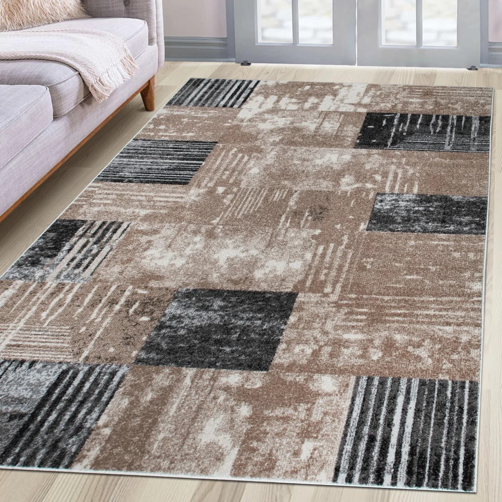 Teppich OTTO HOME Lunari Vintage-Karo Design Braun