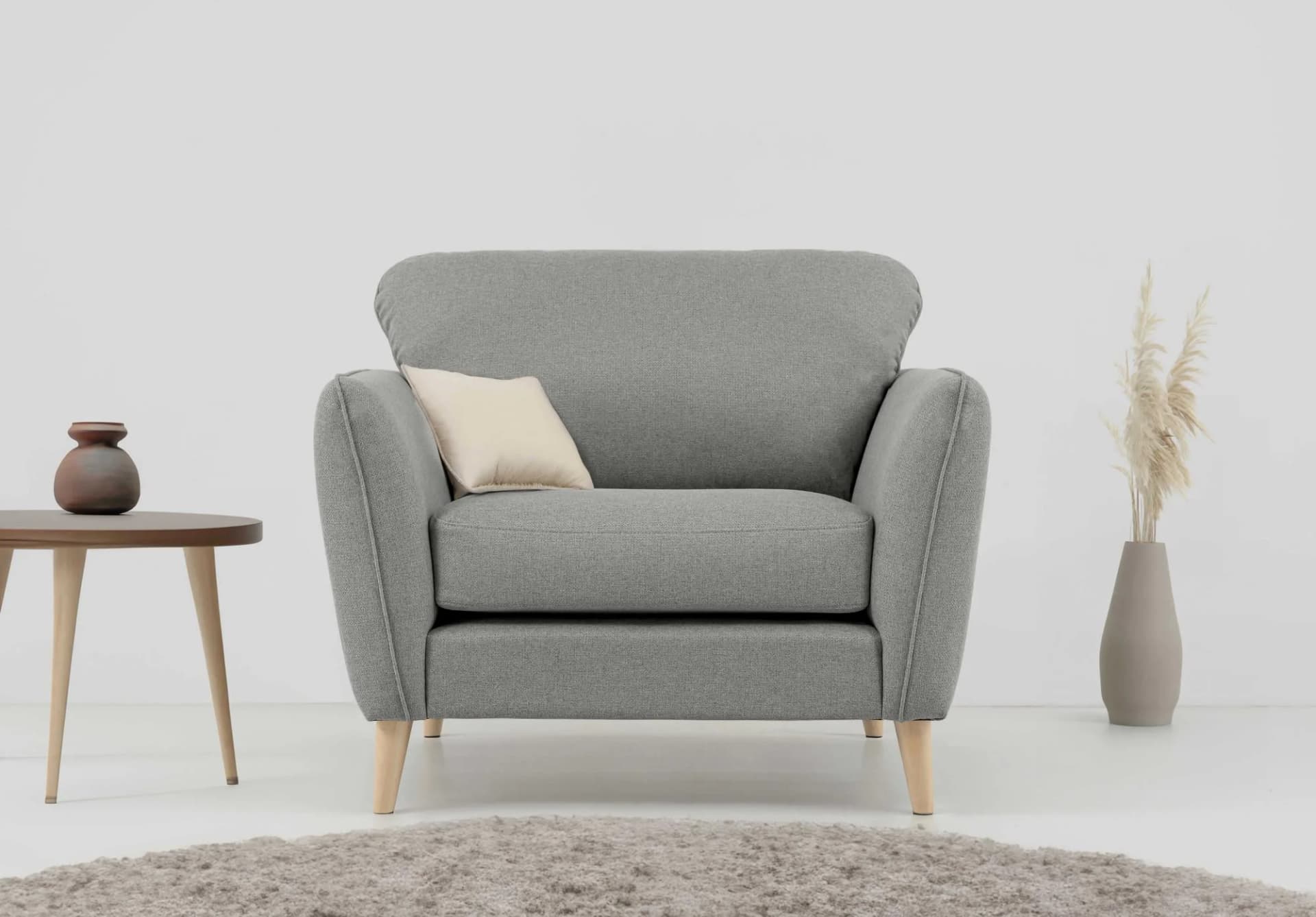 Home Affaire Sessel Marseille Grau Landhausstil Massivholzbeine