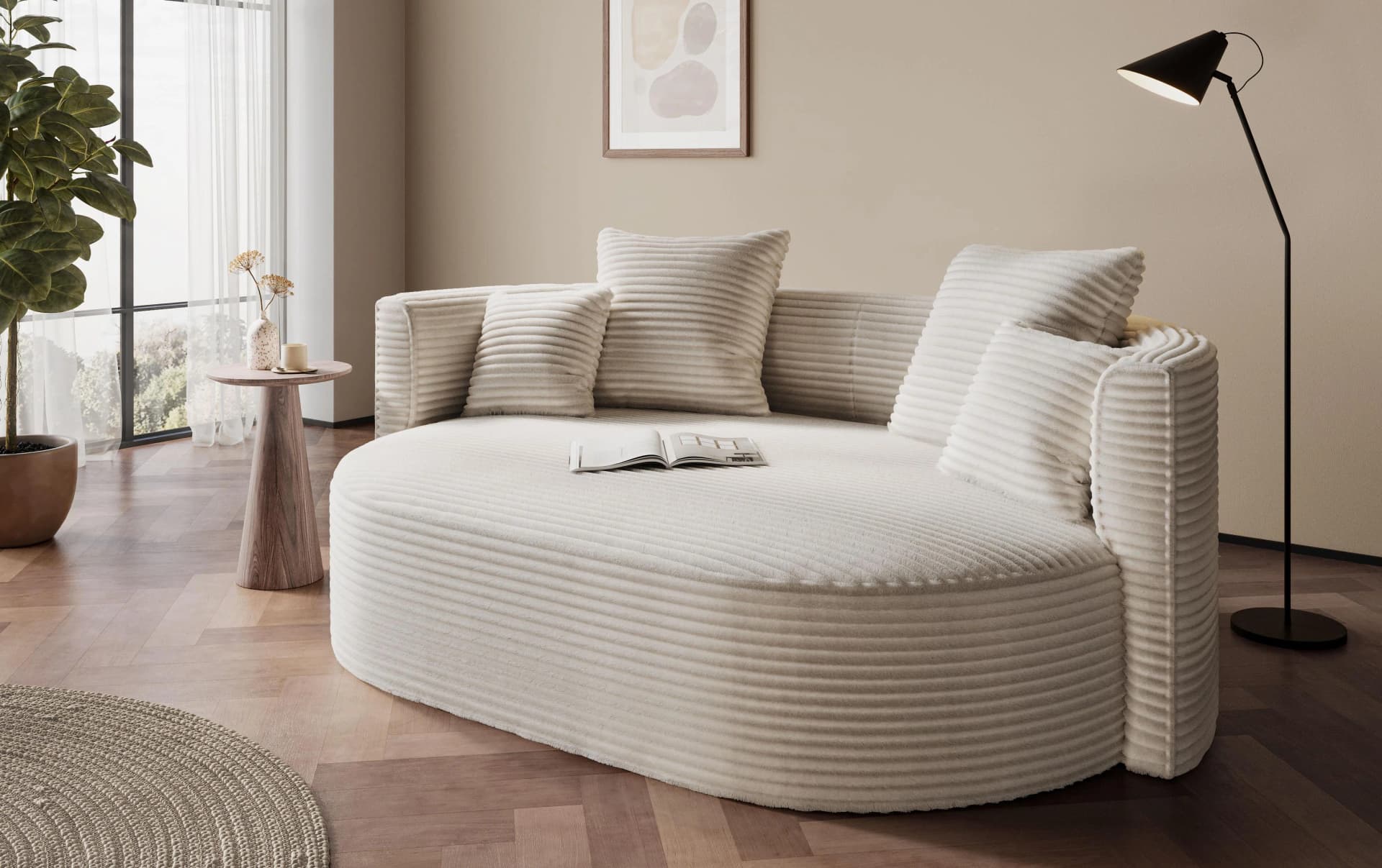 LeGer Home ISALIE Rundes Loungesofa 2,5-Sitzer Beige