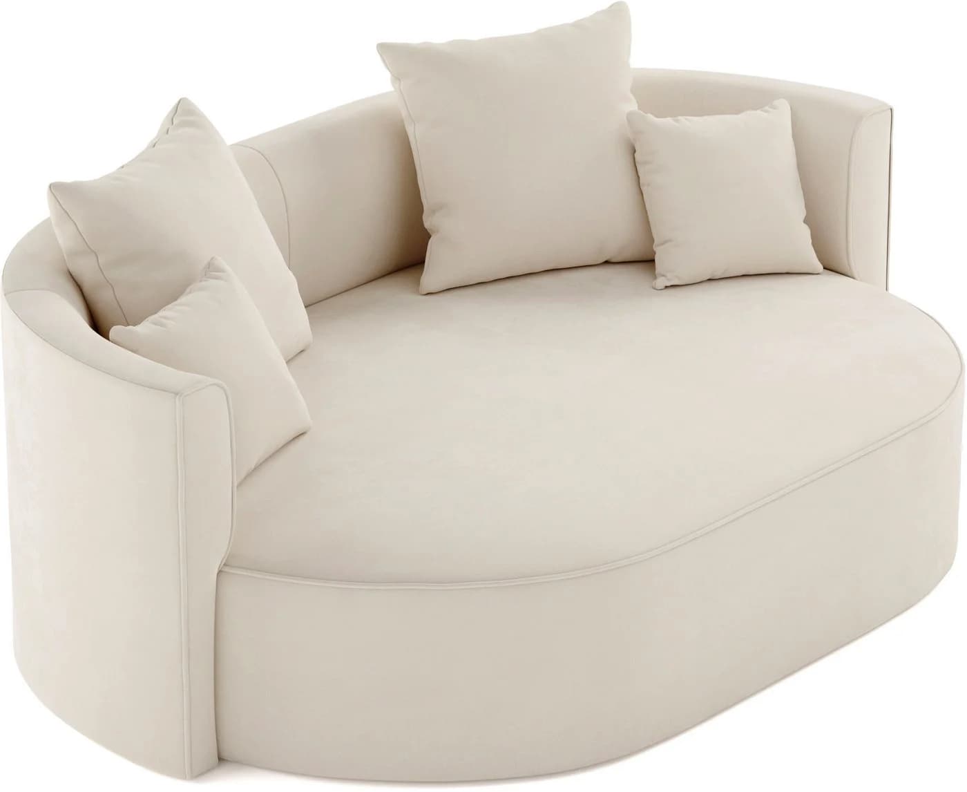 LeGer Home ISALIE Rundes Loungesofa 2,5-Sitzer Beige Samtoptik