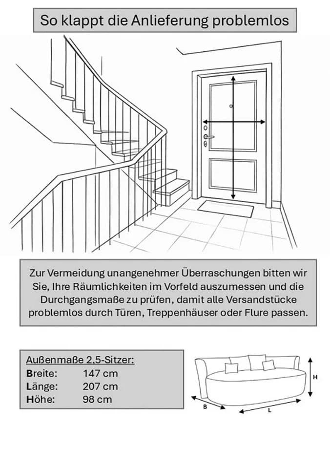 LeGer Home ISALIE Rundes Loungesofa 2,5-Sitzer Beige Samtoptik - Bild 5