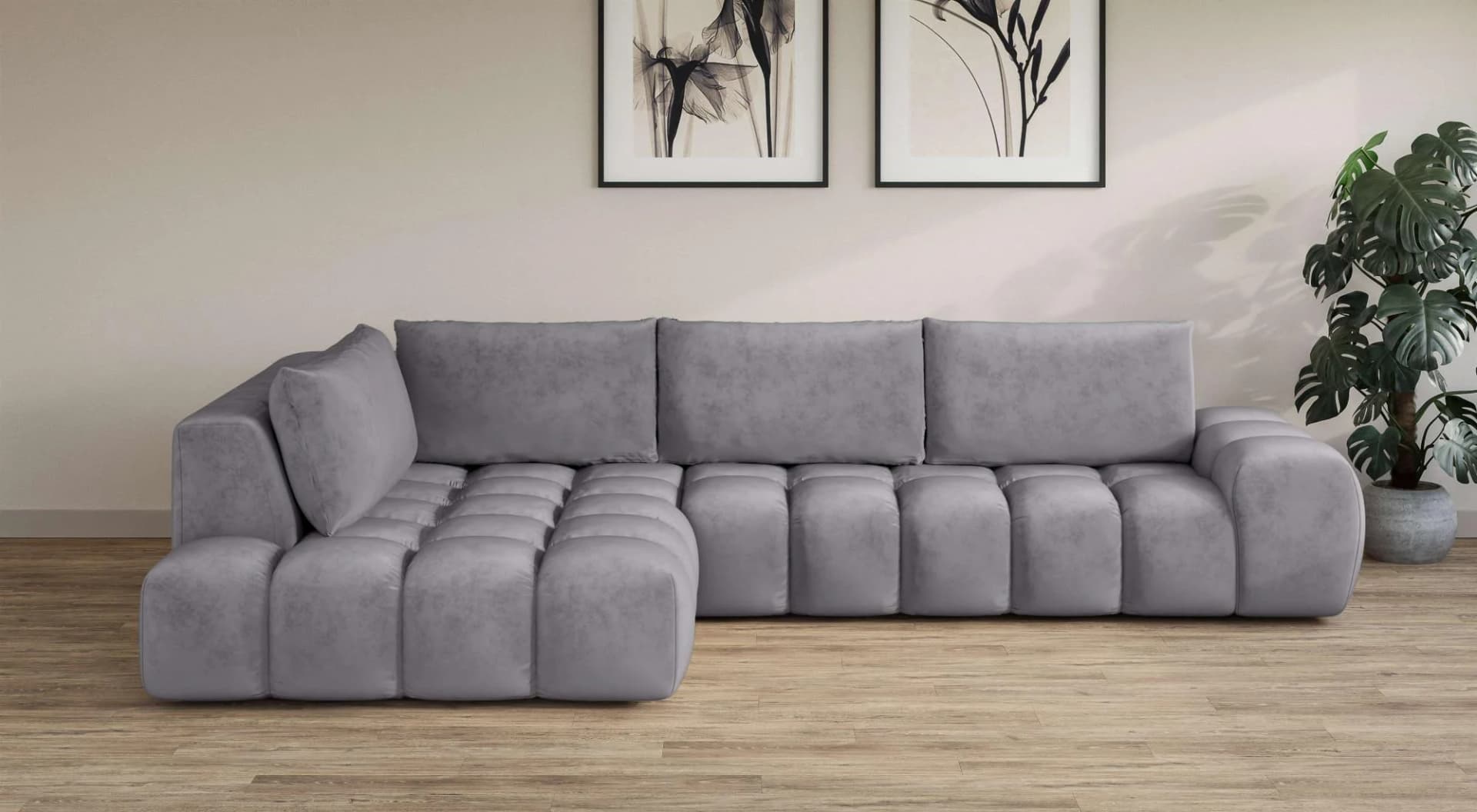 OTTO HOME Ecksofa AZITA L-Form XL 296 cm Hellgrau Polyester
