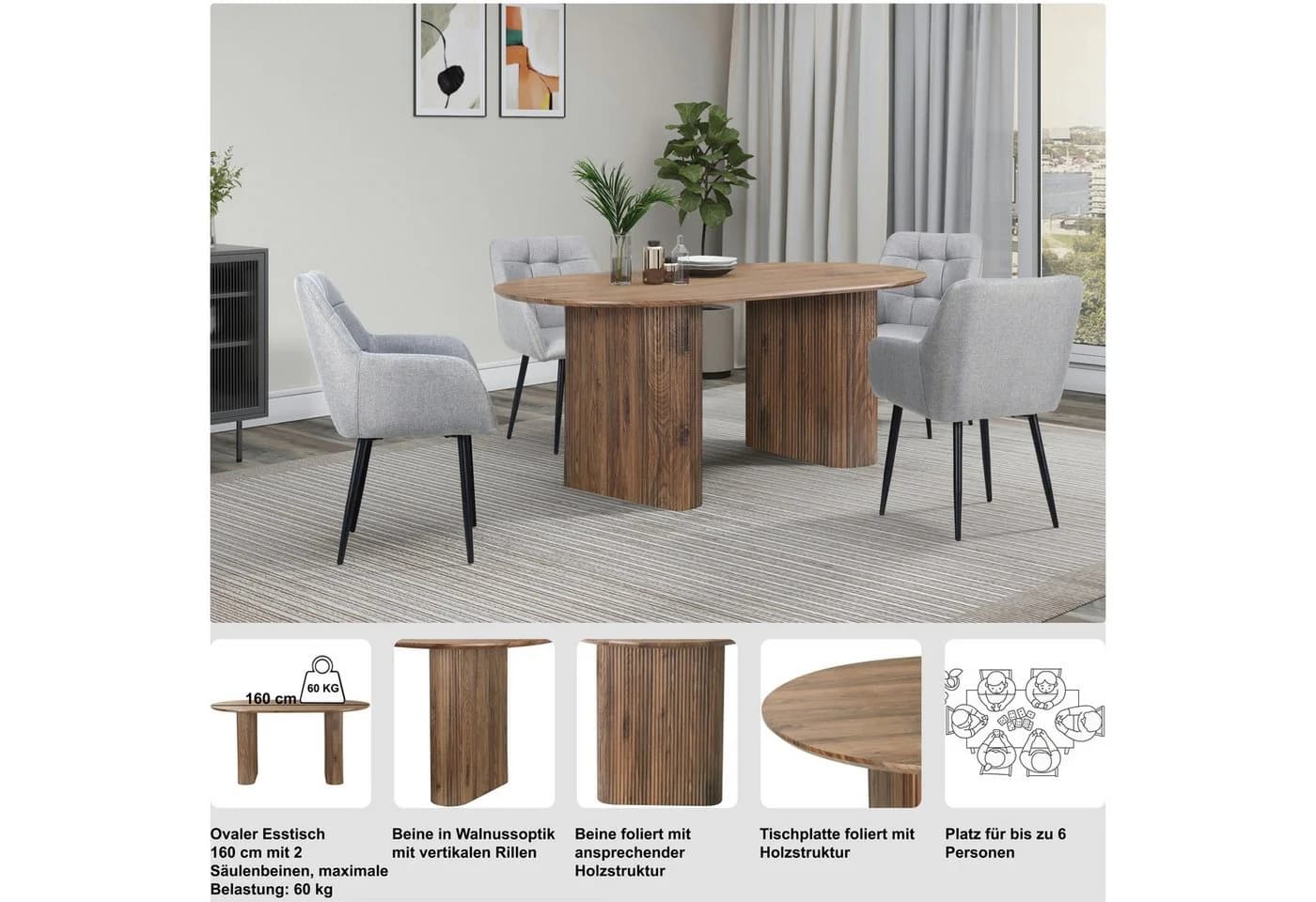 Esstisch OTTO HOME Bostonia Oval Braun MDF - Bild 3