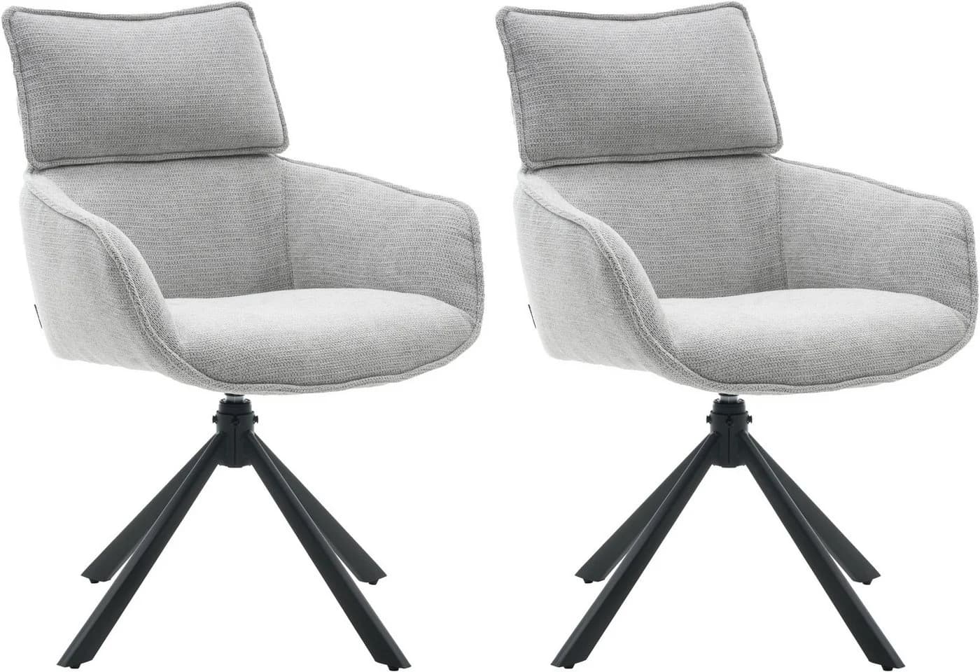 Home Affaire Esszimmerstuhl Cusey 360° drehbar, extra dicke Polsterung, 2er-Set, grau - Bild 2