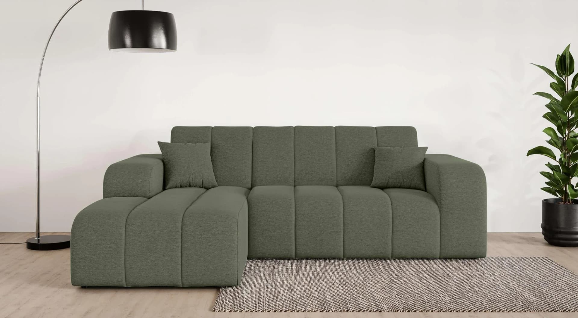 OTTO HOME Ecksofa CASSY L-Form Dunkelgrün mit Bettkasten