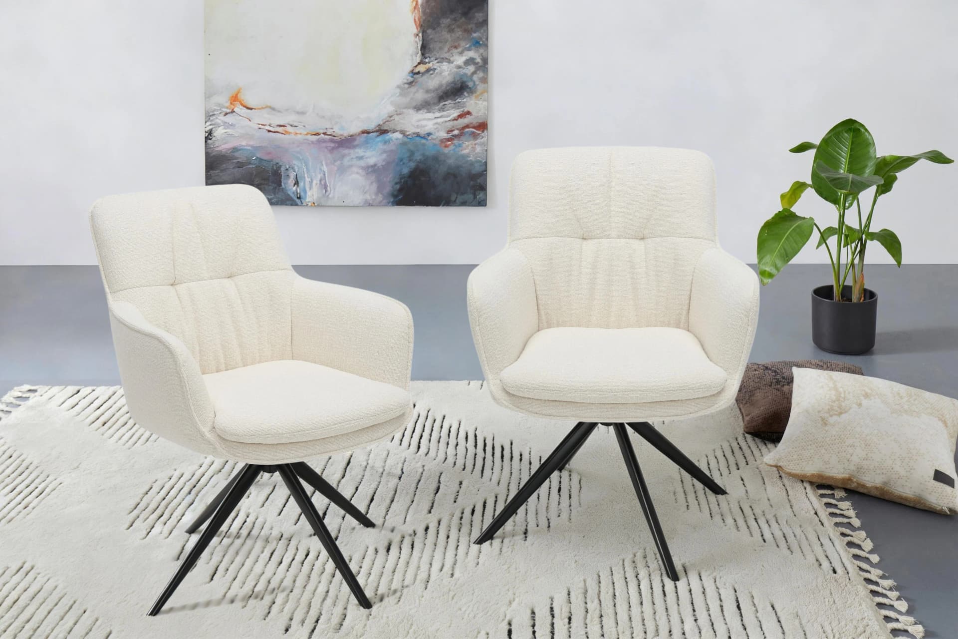 OTTO HOME Esszimmerstuhl cream mit Armlehnen und Drehfunktion