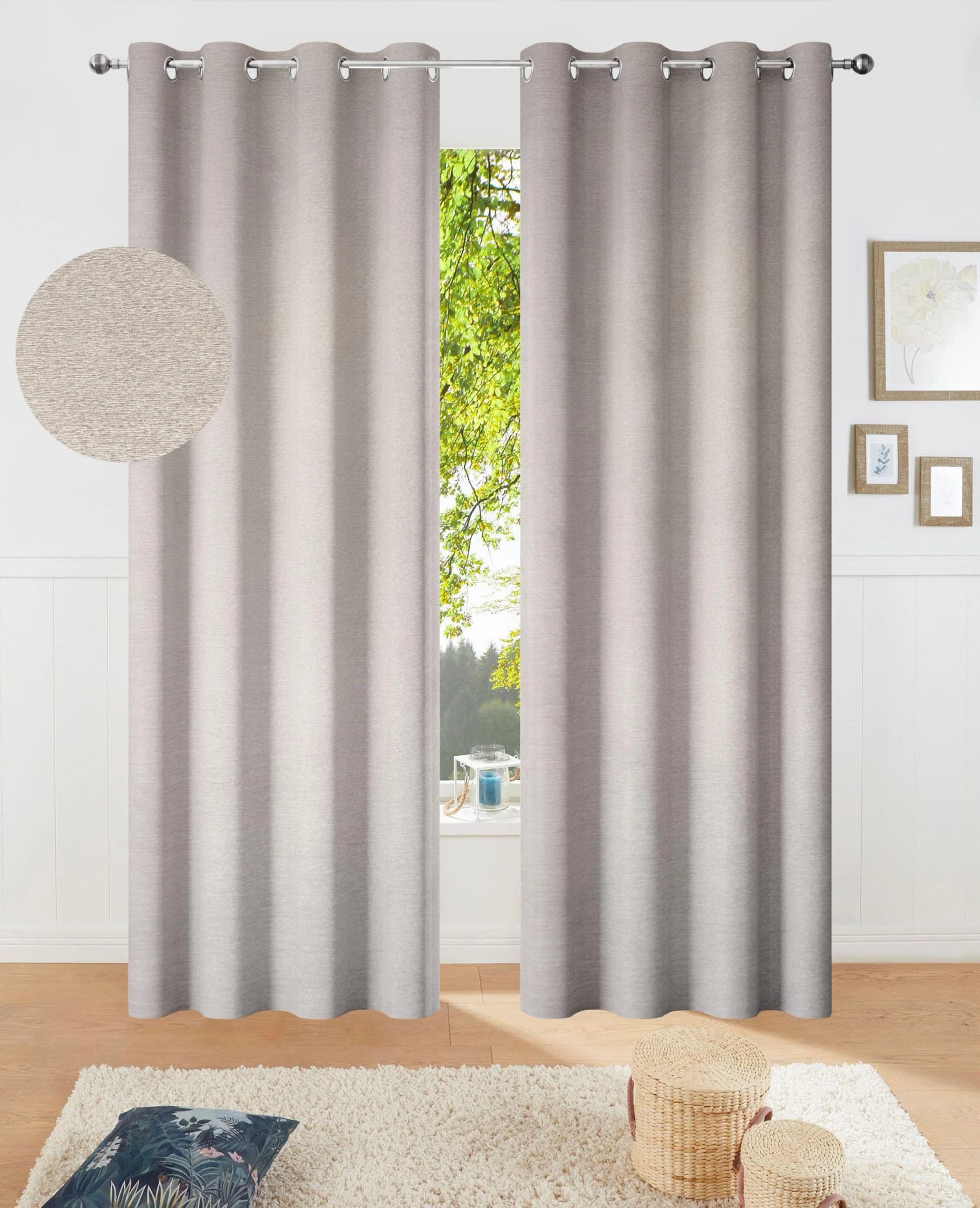 Verdunkelungsvorhang MY HOME Fleuriss Sand Uni-Design