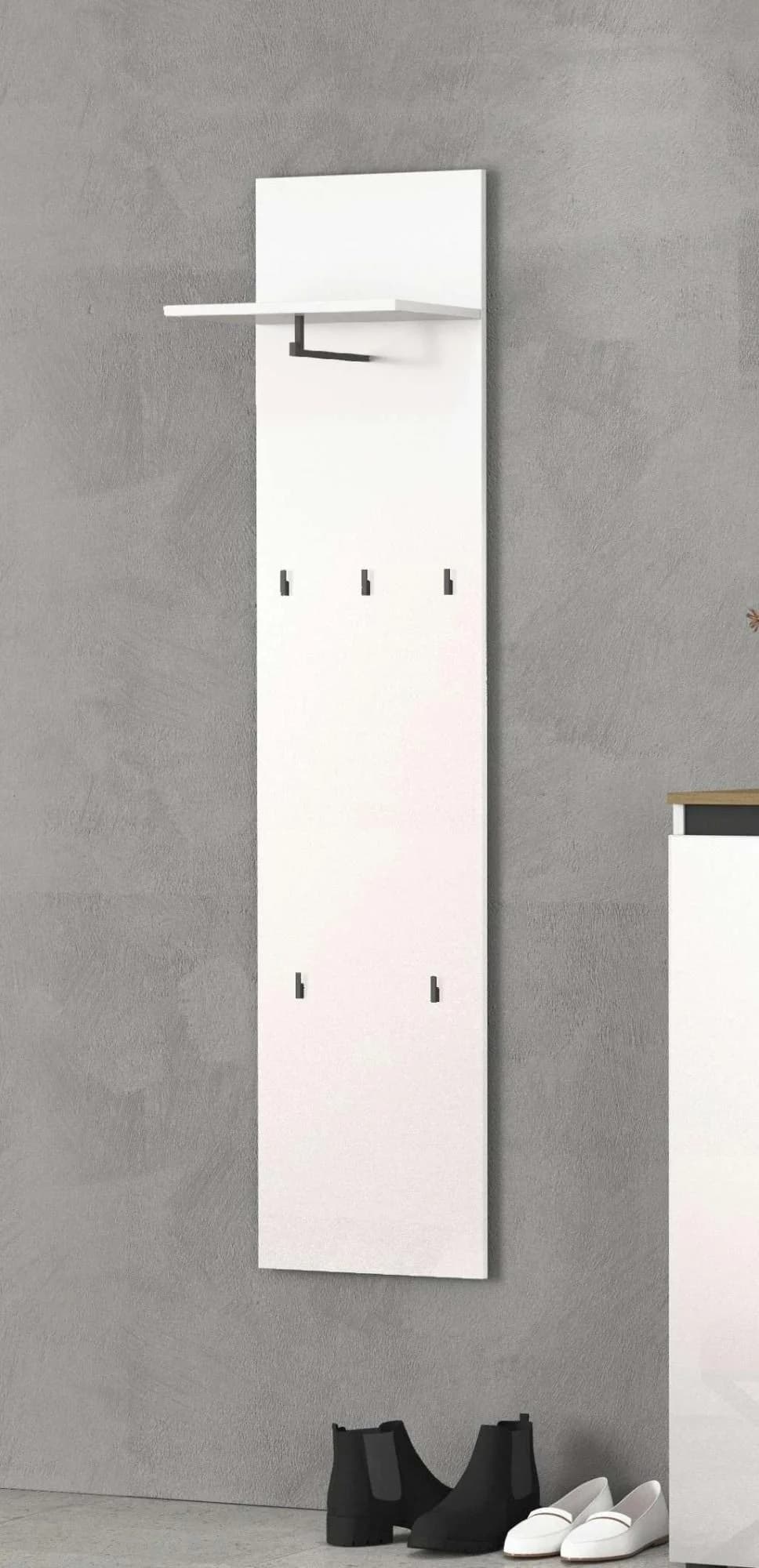 HOME AFFAIRE Wandpaneel ZIPPO mit 5 Haken und Hutablage Weiß Hochglanz
