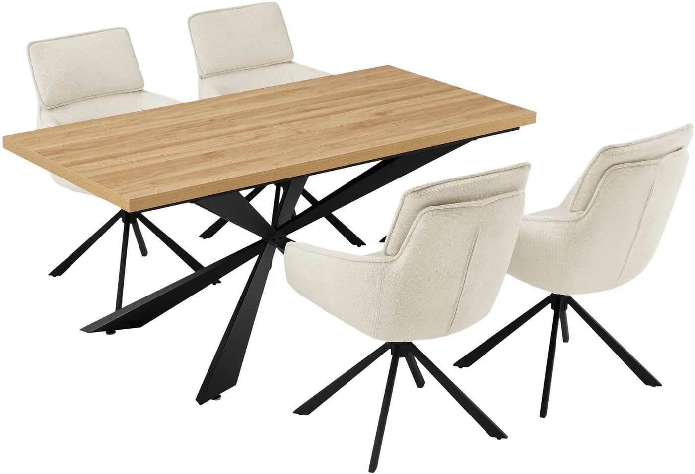 OTTO home Essgruppe Cusey 5-tlg. Beige Schwarz Holzoptik - Bild 3