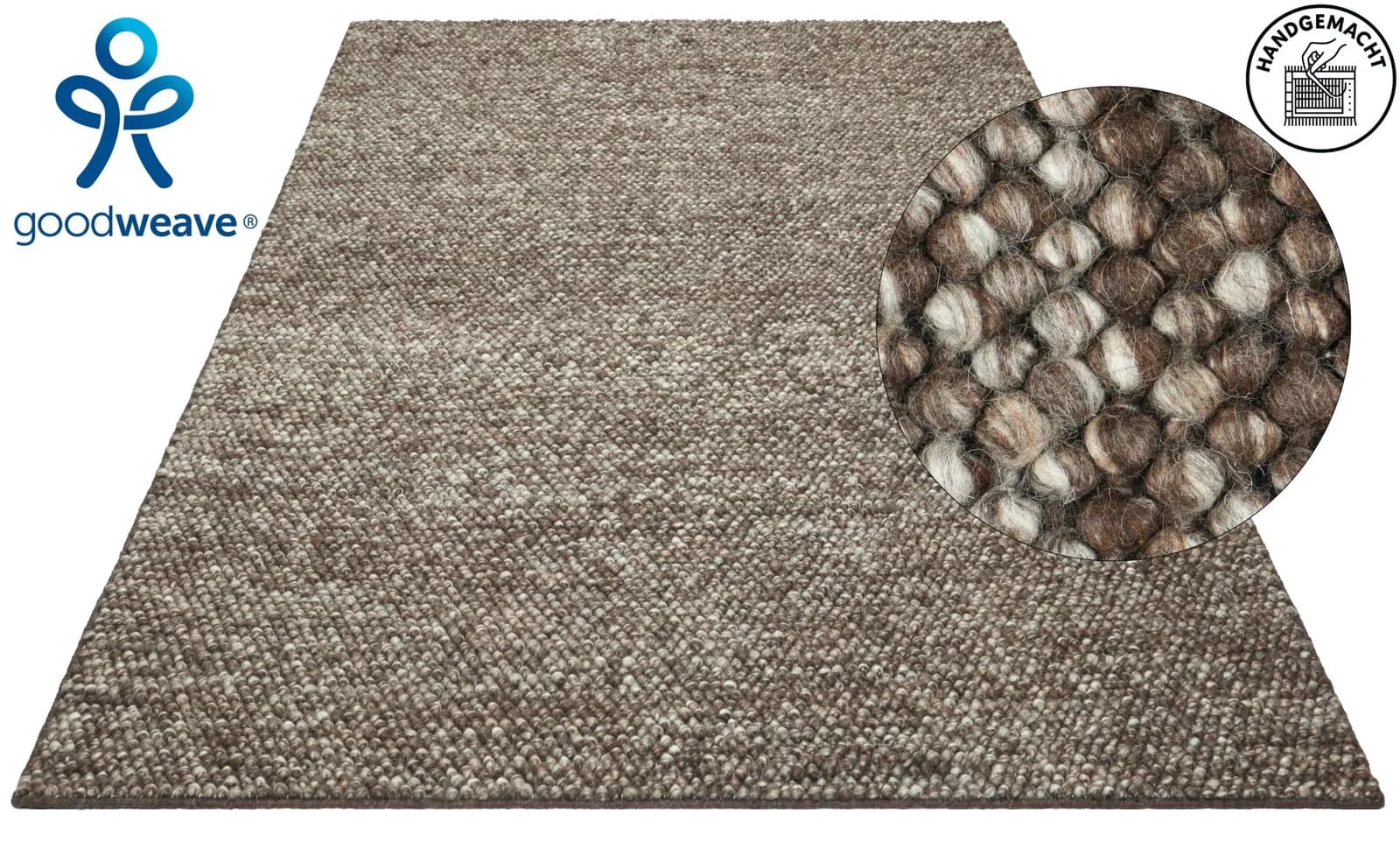 OTTO HOME Wollteppich Wolly Wolle Braun Handgewebt