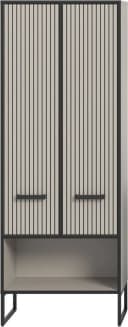 WELLTIME Hochschrank Locri Schwarz Rillenoptik Metallkufen Bild 4