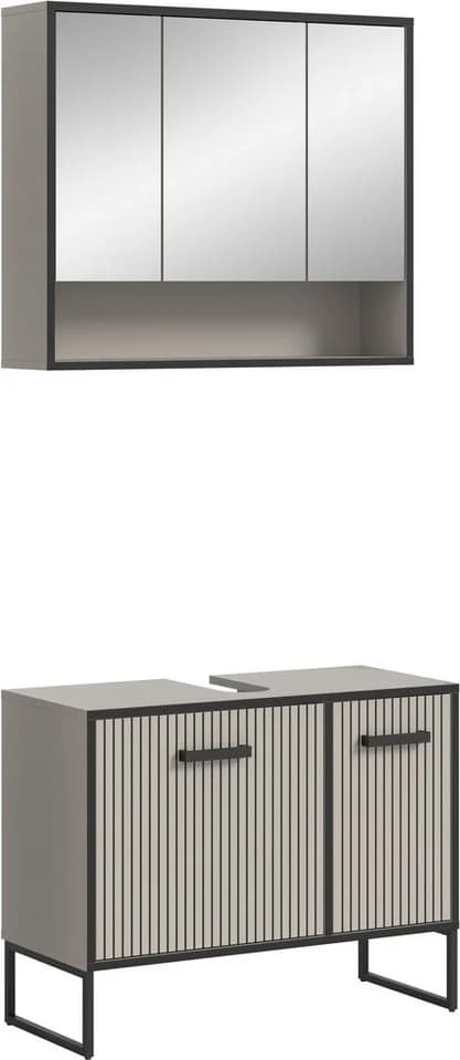 Welltime Badmöbel-Set Locri 80 cm Rillenoptik Metallkufen - Bild 2