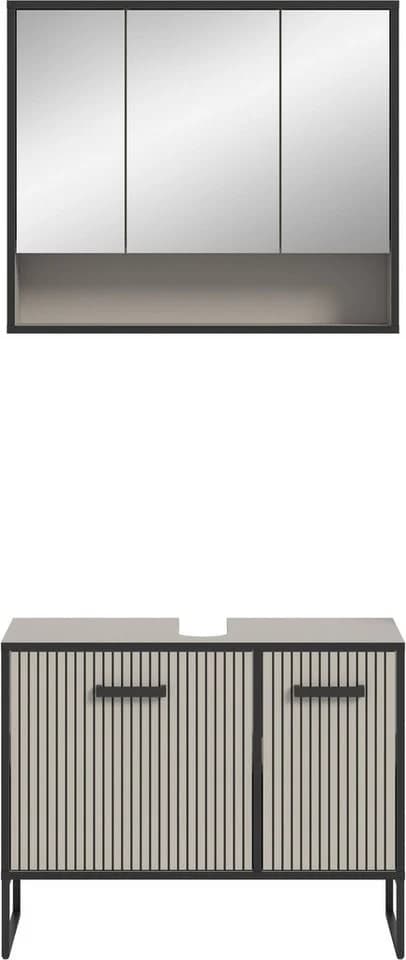Welltime Badmöbel-Set Locri 80 cm Rillenoptik Metallkufen - Bild 4