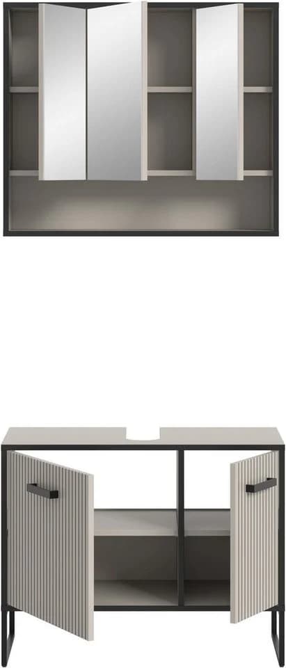 Welltime Badmöbel-Set Locri 80 cm Rillenoptik Metallkufen - Bild 5