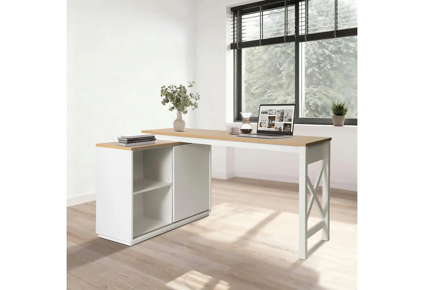 Eckschreibtisch OTTO HOME SILBA Weiß Eiche Landhausstil - Bild 4