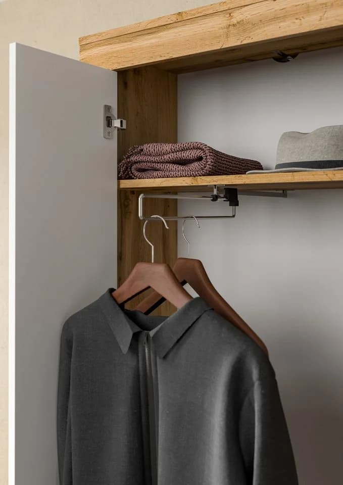 Home affaire Garderobenschrank Aosta 2 Türen Braun/Weiß - Bild 5