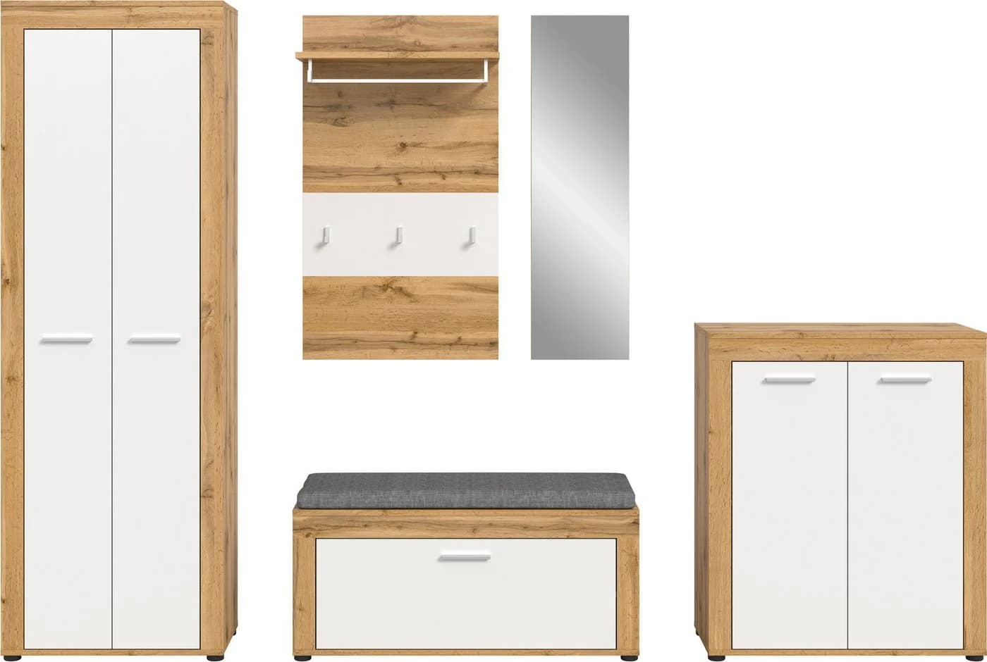 HOME AFFAIRE Garderoben-Set AOSTA 6-teilig Weiß Eiche Nachbildung - Bild 3