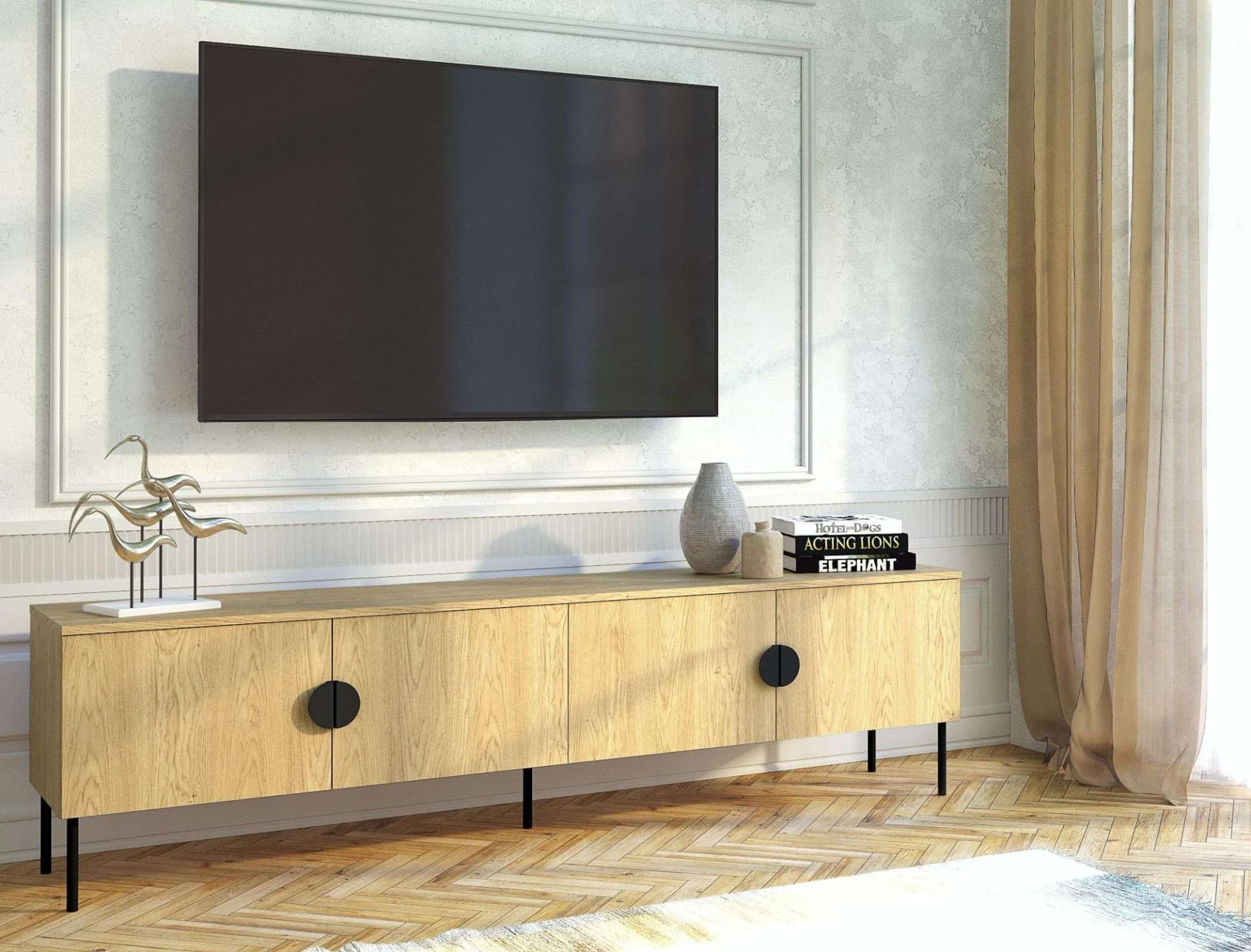Home Affaire Lowboard BELLOT TV-Schrank 4 Türen Holzoptik
