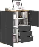 OTTO HOME GARDA Highboard 3 Türen 3 Schubladen Anthrazit Eiche Bild 4
