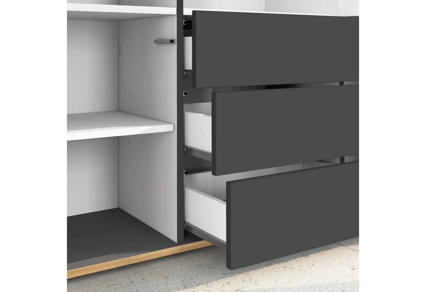OTTO HOME GARDA Highboard 3 Türen 3 Schubladen Anthrazit Eiche - Bild 5