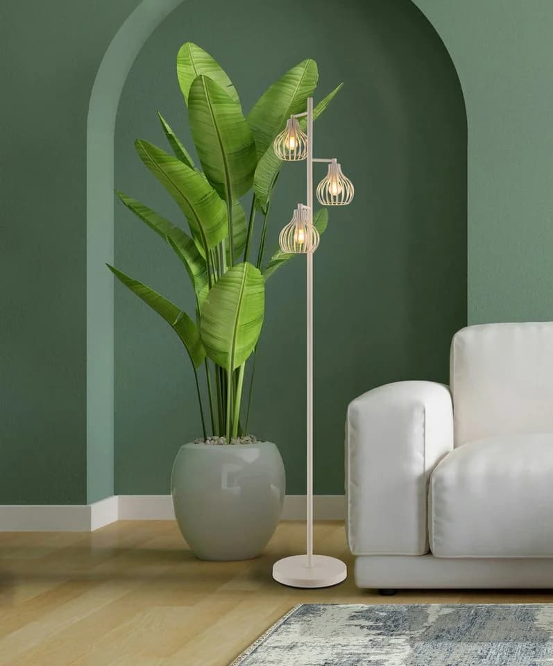 My Home Stehlampe Heta Metall Cremefarben mit Fußtrittschalter