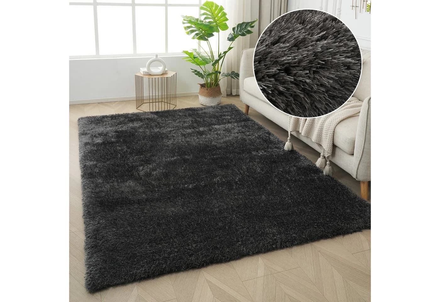 OTTO HOME Hochflor-Teppich Micro Shaggy Anthrazit Uni-Design - Bild 2