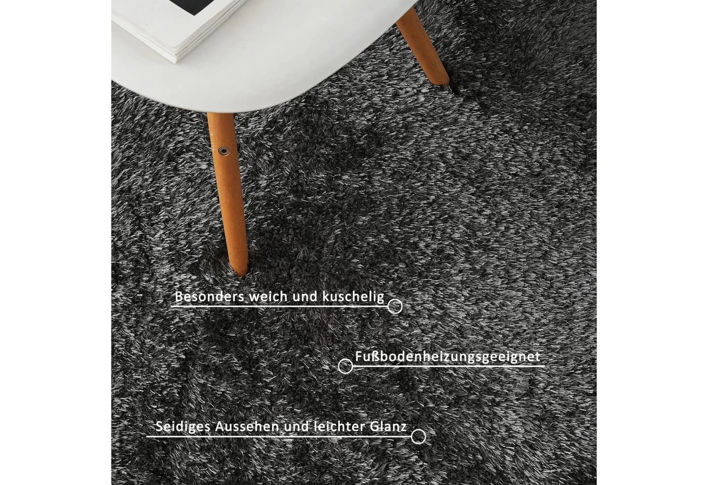 OTTO HOME Hochflor-Teppich Micro Shaggy Anthrazit Uni-Design - Bild 4