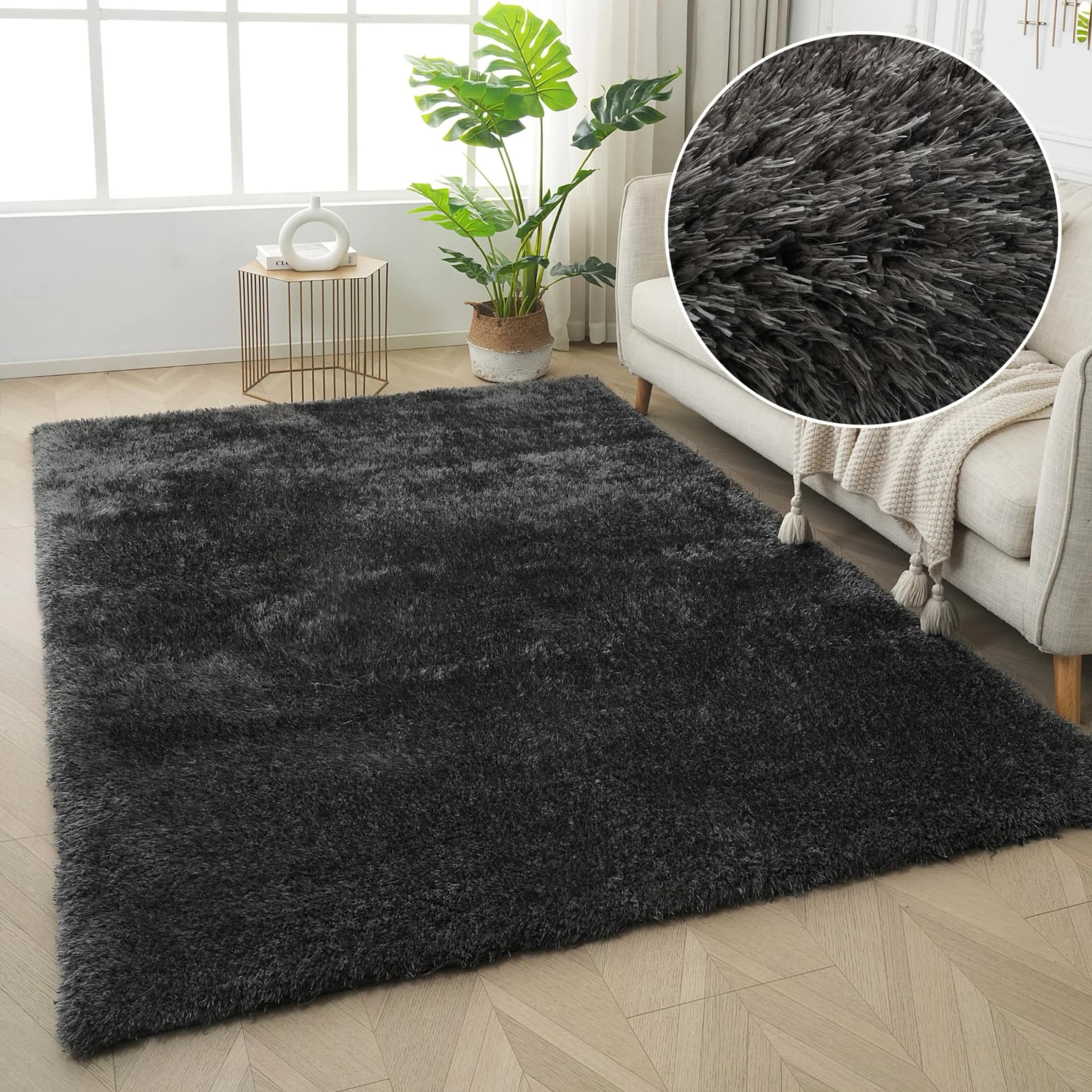 Hochflor-Teppich Micro Shaggy my home Uni-Farben Kunstfaser
