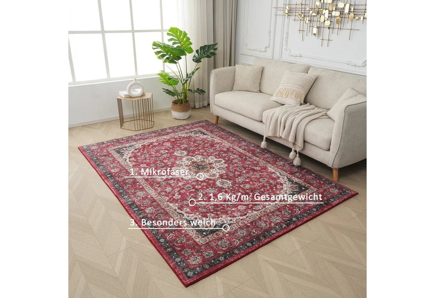 Teppich Omar Druckteppich Orientalisches Design Mehrfarbig Kunstfaser - Bild 3