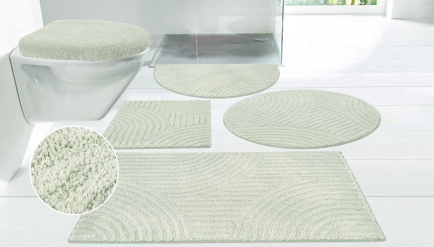 my home Badematte Ognon, Scandi, Boho, modernes Muster, Höhe 15 mm, rutschhemmend beschichtet, fußbodenheizungsgeeignet, schnell trocknend, strapazierfähig, Polyester, rund, Badteppich, Uni Farben, Hoch-Tief-Effekt - Bild 2