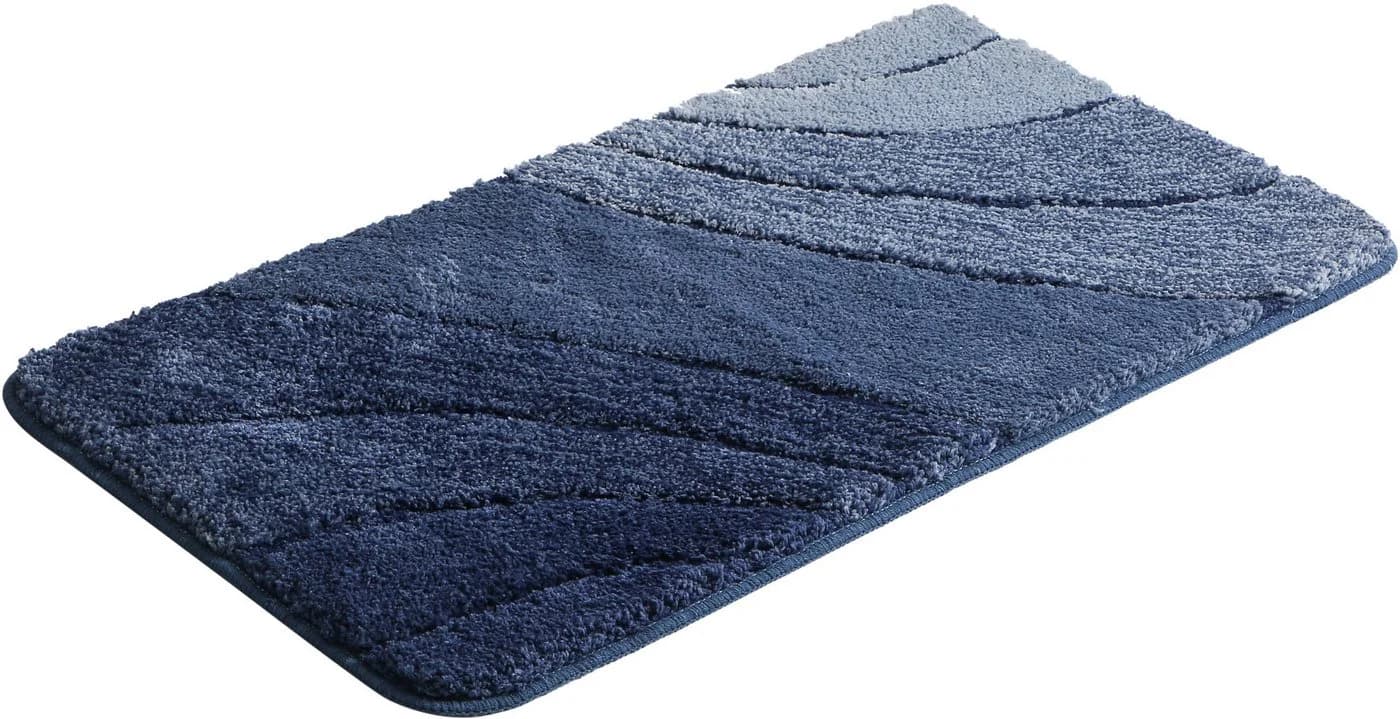 my home Badematte Josie Badvorleger Badezimmer Teppich Blau Wellen-Motiv