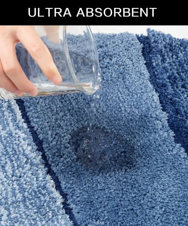 my home Badematte Josie Badvorleger Badezimmer Teppich Blau Wellen-Motiv - Bild 5