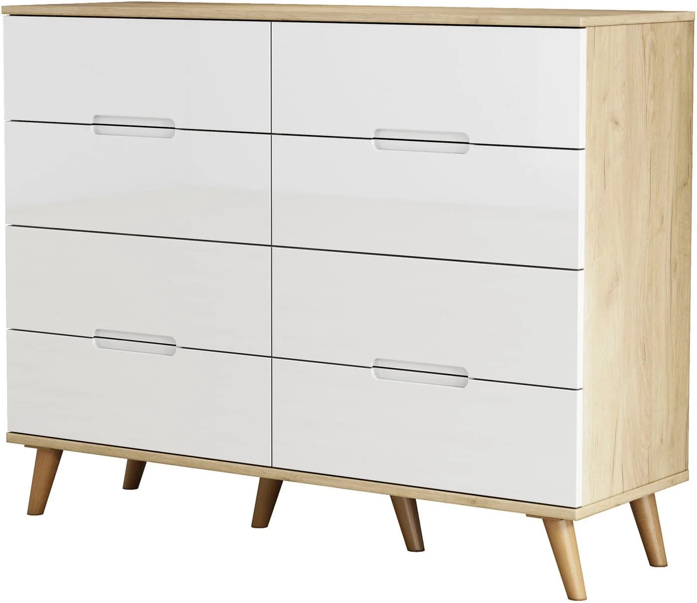 Kommode OTTO HOME Lund Weiß mit Glänzenden Fronten und Griffmulden - Bild 2