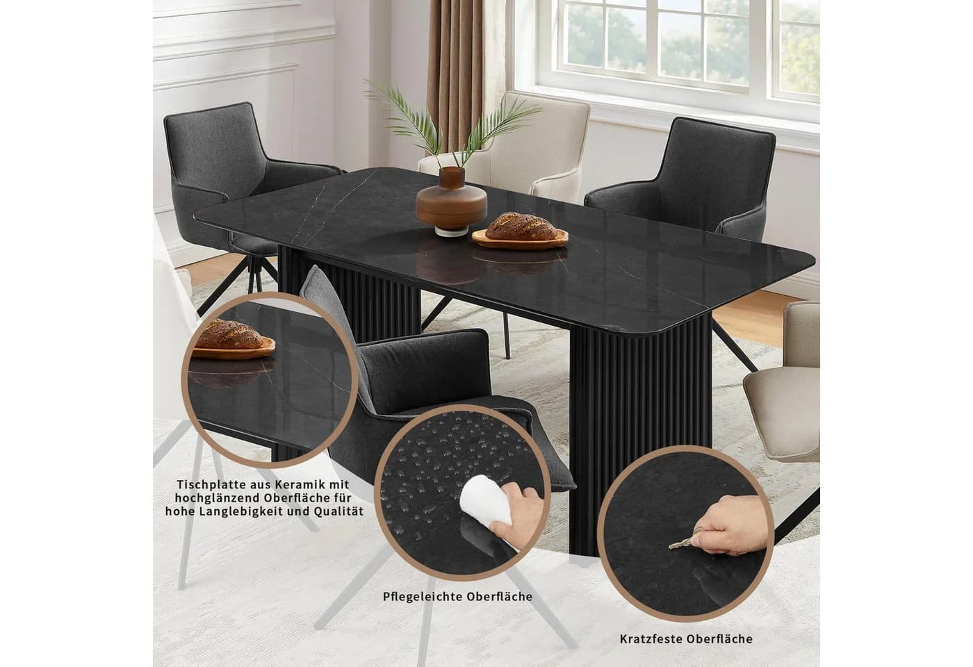 Esstisch OTTO HOME Vorly Dunkelgrau Keramik - Bild 3