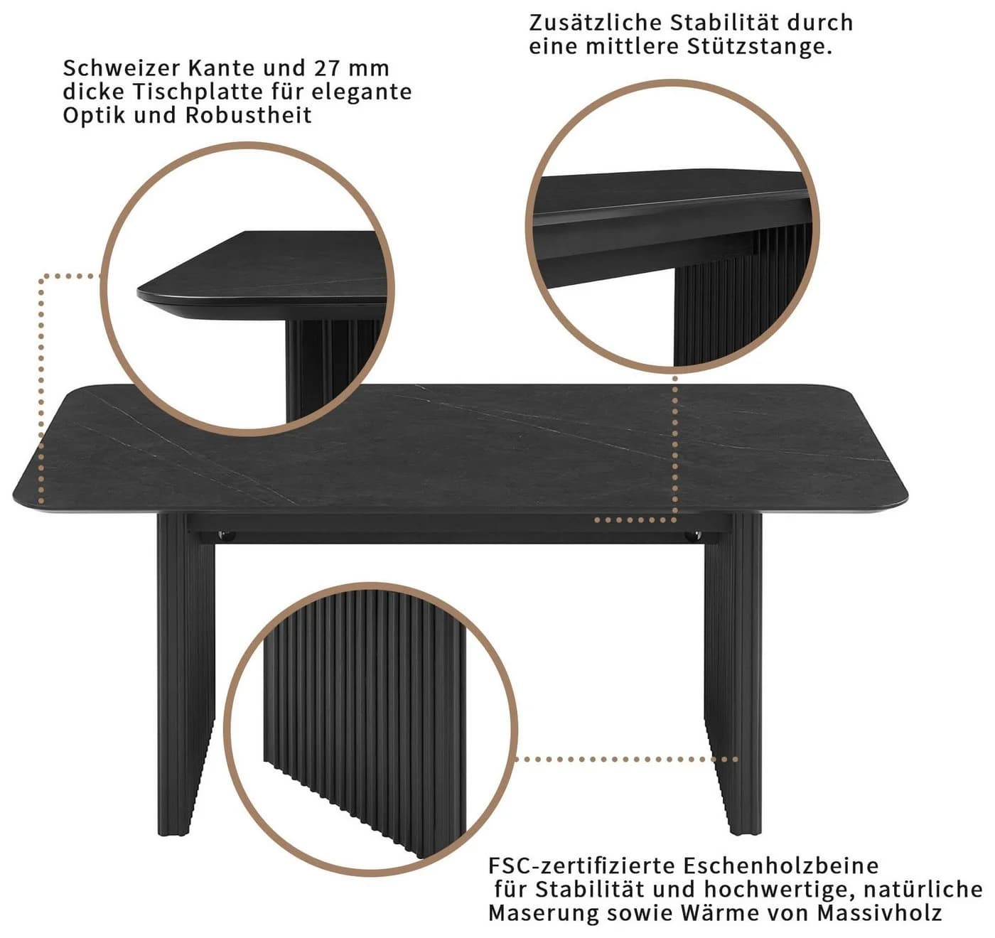 Esstisch OTTO HOME Vorly Dunkelgrau Keramik - Bild 4