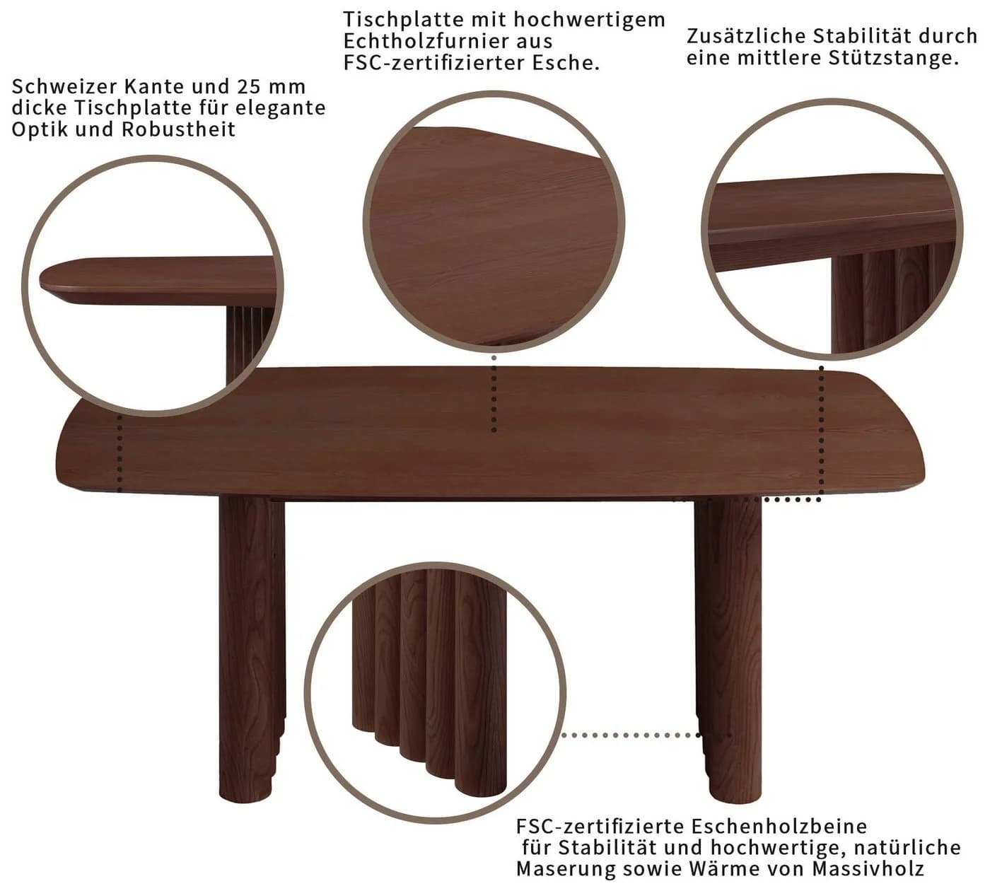 Esstisch OTTO HOME Sacy Braun FSC-zertifizierter Esche - Bild 3