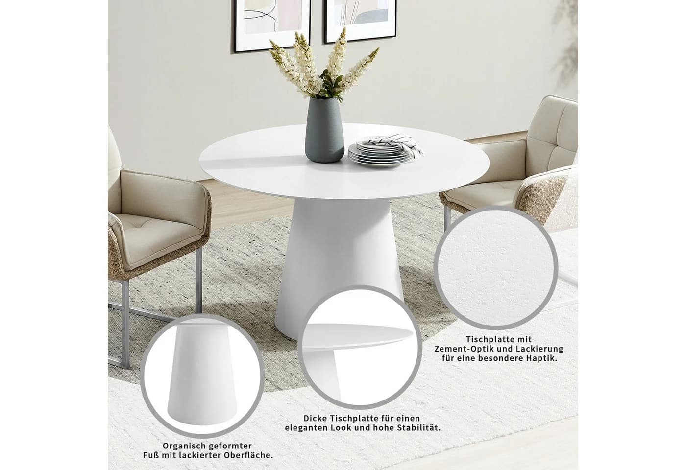 Esstisch OTTO HOME Josselin Weiß Zement-Optik - Bild 3