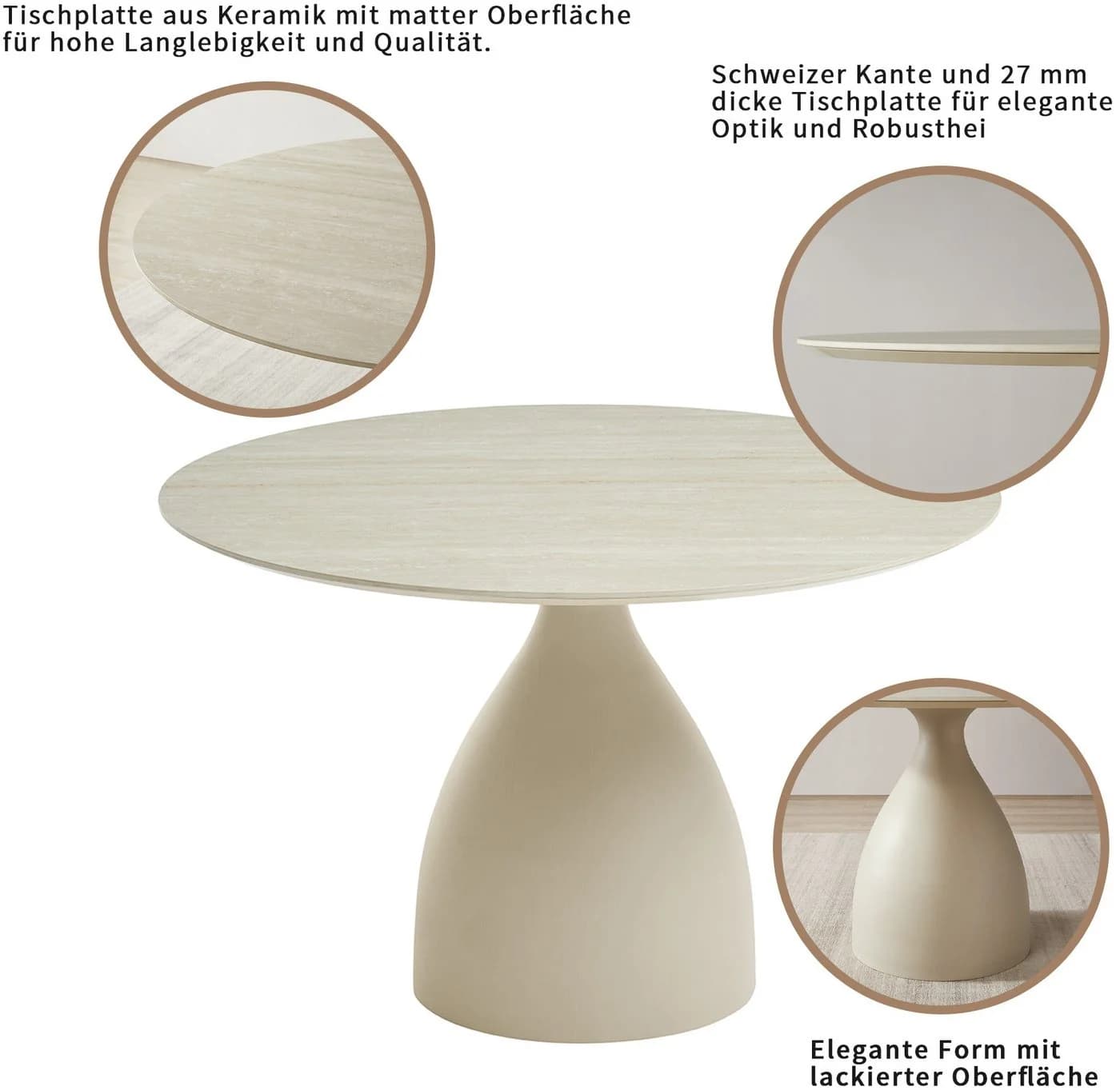 Esstisch OTTO HOME Lealux Beige mit Sintersteinplatte - Bild 3