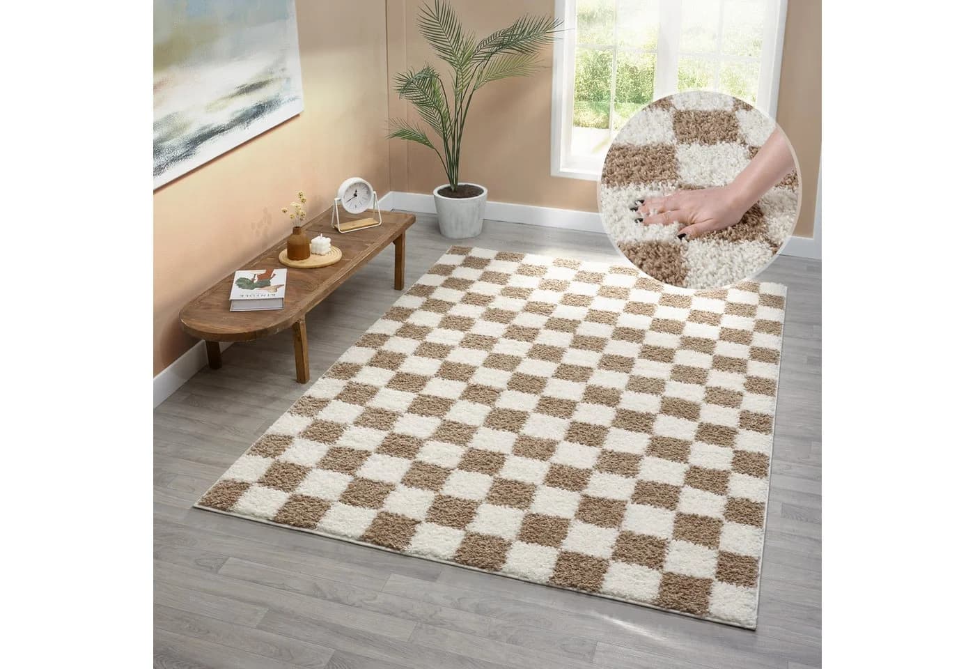 Hochflor-Teppich OTTO HOME Kiiki, Karo-Muster, 240x320 cm, Kunstfaser, Schachbrettmuster - Bild 2